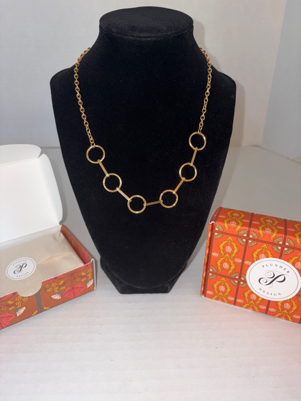 Plunder Lenora Gold Linked Circle Statement Necklace